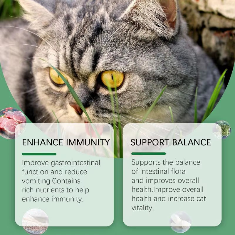 Cat Grass Digestive Tablets Safe Ingredients Cat Grass Tablets Dog Dietary Fiber Tablets for Effectively Absorbs Nutrients