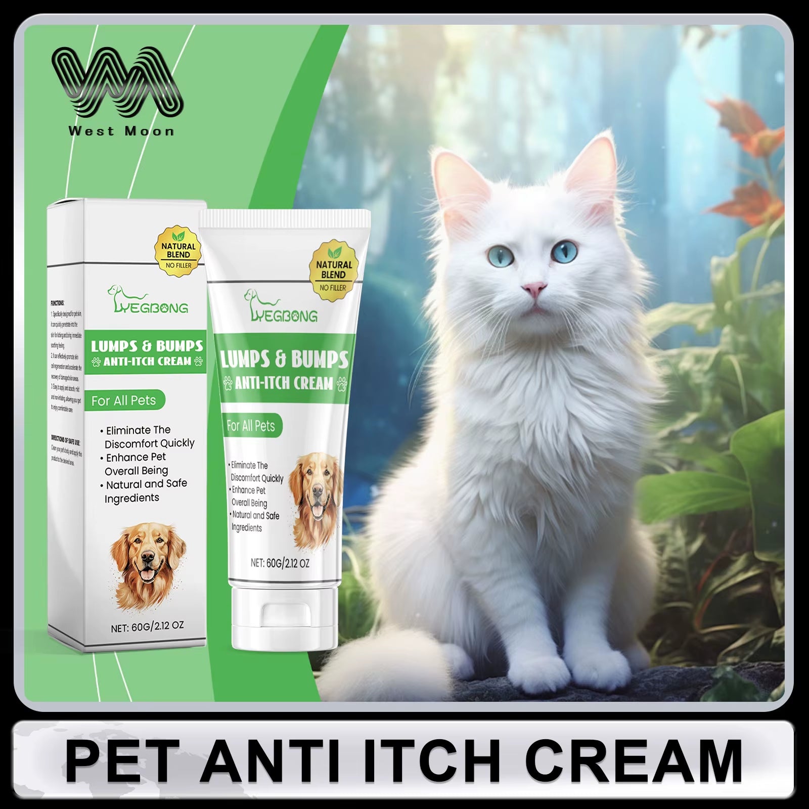 Herbal Pet Skin Care Cream Relieve Itching Long Lasting Moisturizing Make Pet Skin Soft Smooth Gentle Repair Formula Cream 60G