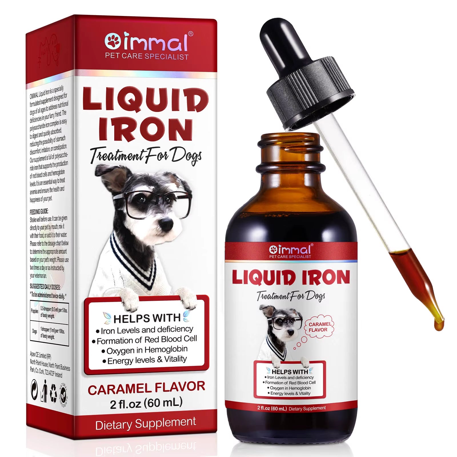 Liquid Iron for Dogs Helps Iron Levels and Deficiency Formation of Red Blood Cell Oxygen in Hemoglobin Energy Levels & Vitality