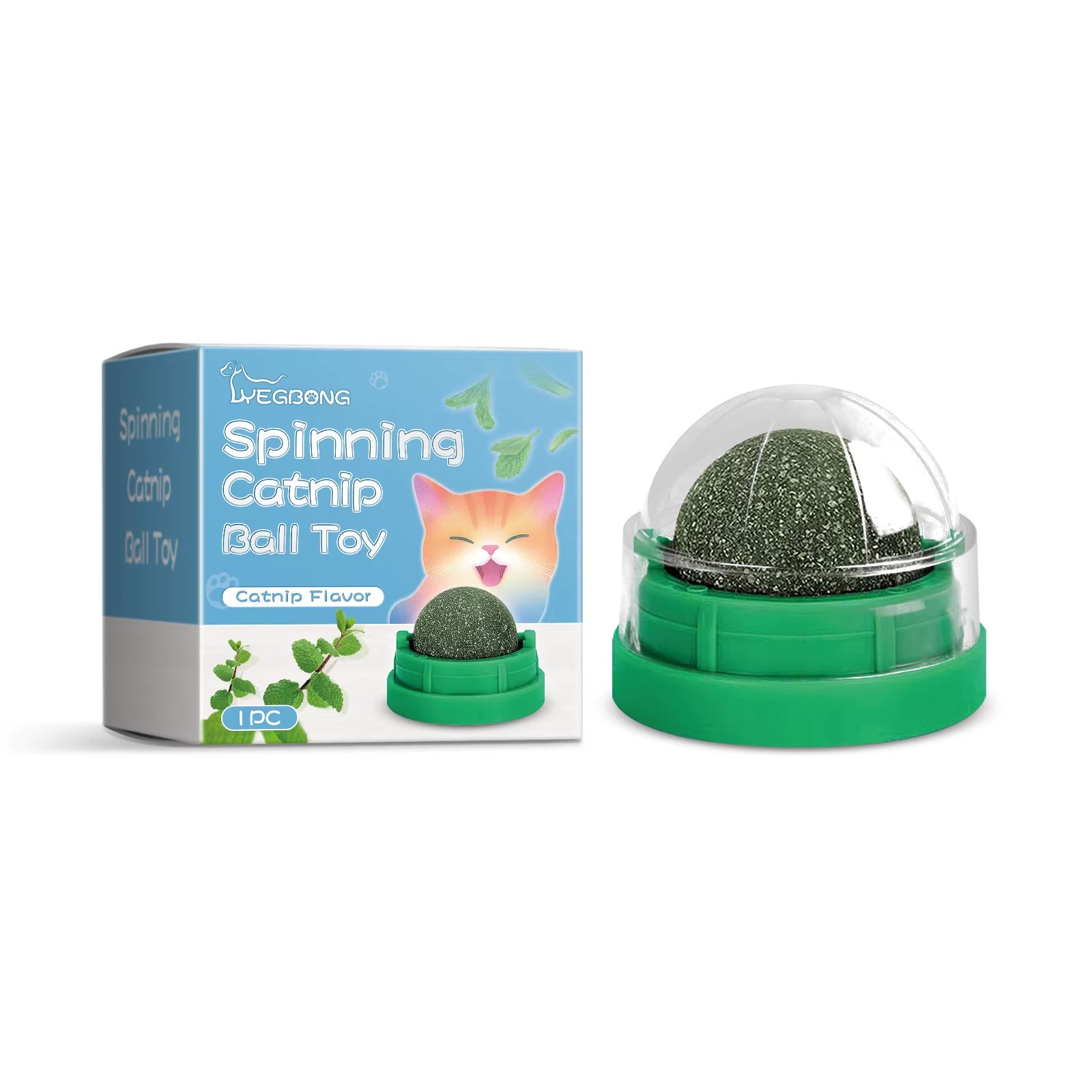 Mint-Flavored Rotating Cat Ball Toy, Chewing Toy, Teeth Cleaning and Care Rotating Mint Ball