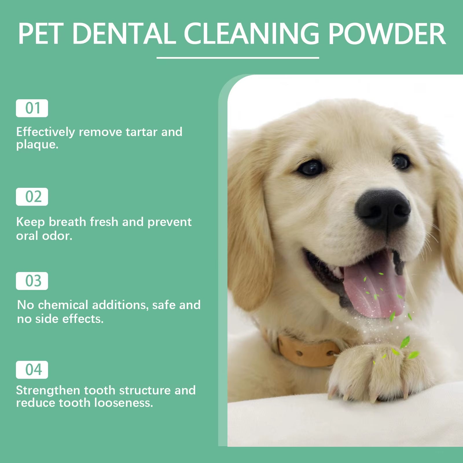 Powder for Dogs Teeth Prevents Tartar Eliminates Oral Odors Plaque Remover Dental Calculus Cleaning Pet Oral Cleaning Solution