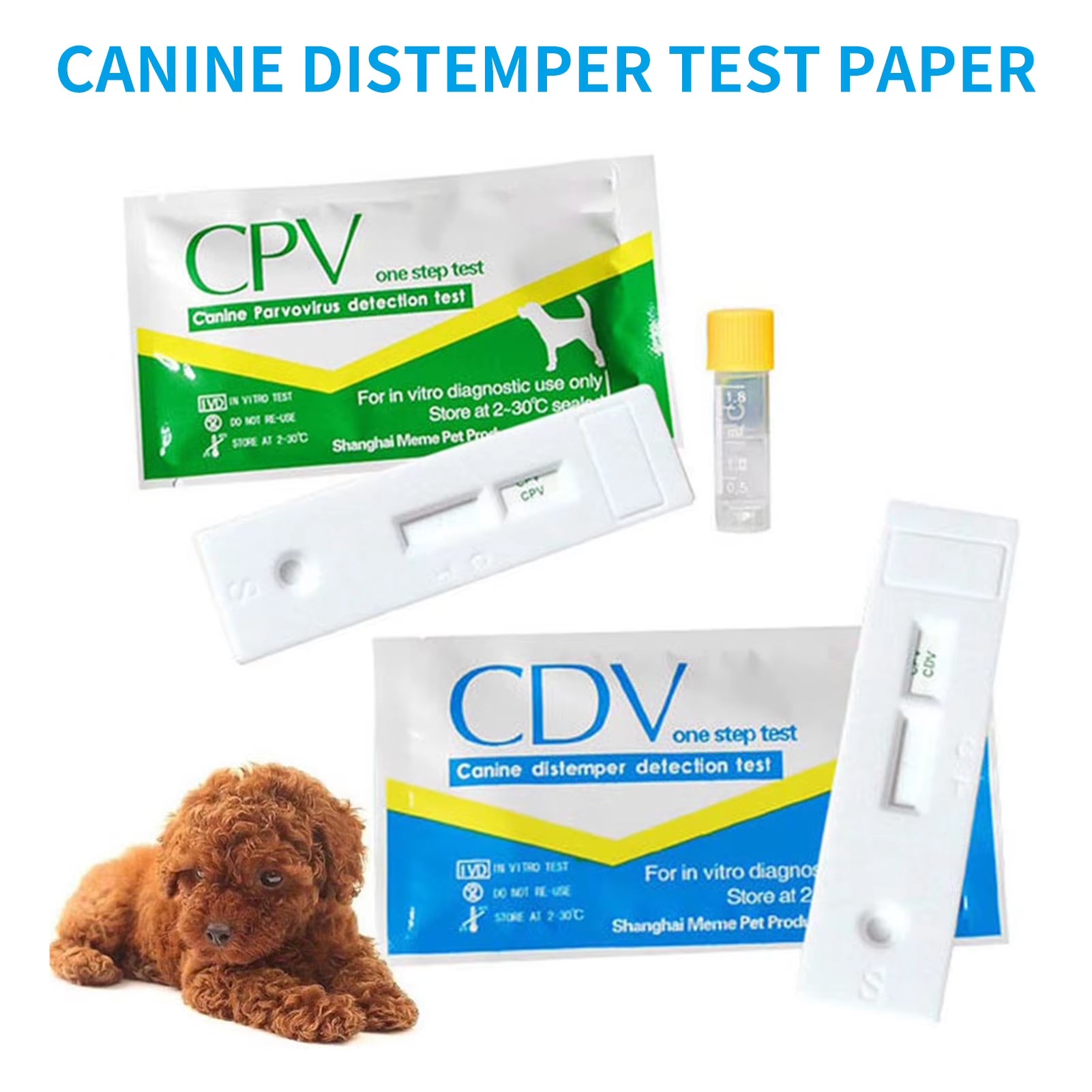 Canine CDV CPV Distemper Test Paper Kit Parvovirus Test Paper Kit Raid Strip Card Pet Dog Home Clinic Use