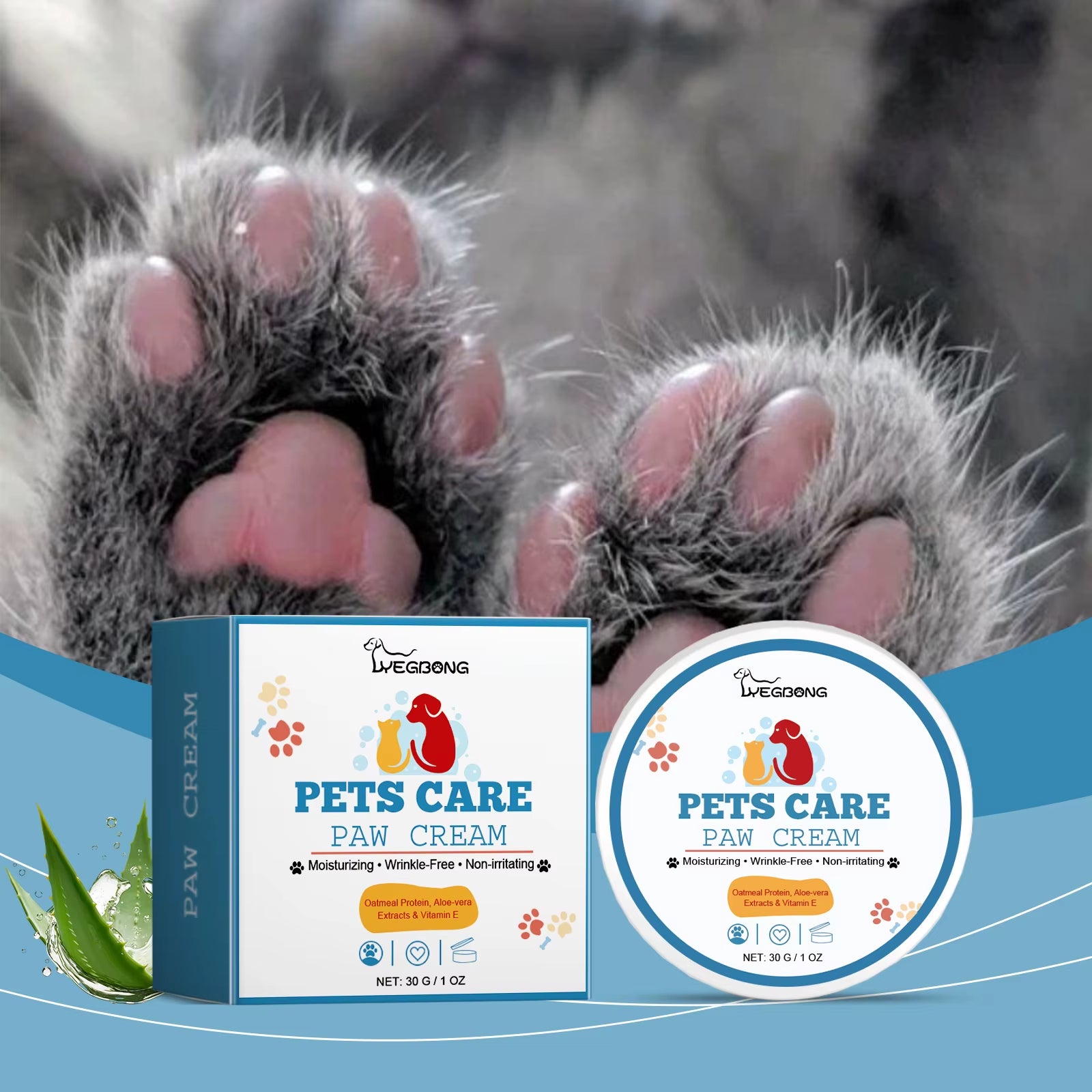 Pet Paw Care Cream Deeply Moisturizing for Dogs and Cats' Feet, Soles and Pads