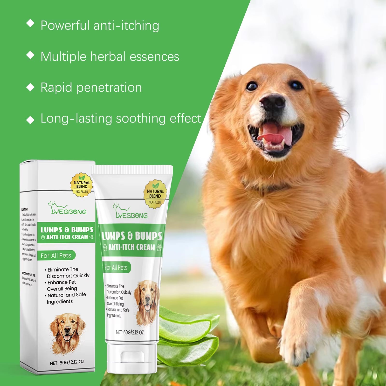 Herbal Pet Skin Care Cream Relieve Itching Long Lasting Moisturizing Make Pet Skin Soft Smooth Gentle Repair Formula Cream 60G