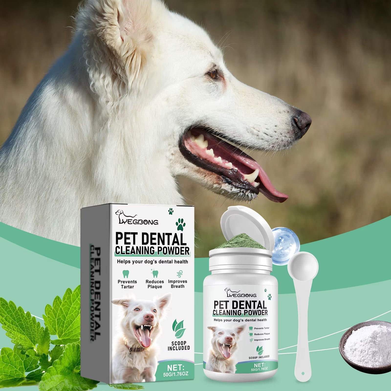 Powder for Dogs Teeth Prevents Tartar Eliminates Oral Odors Plaque Remover Dental Calculus Cleaning Pet Oral Cleaning Solution