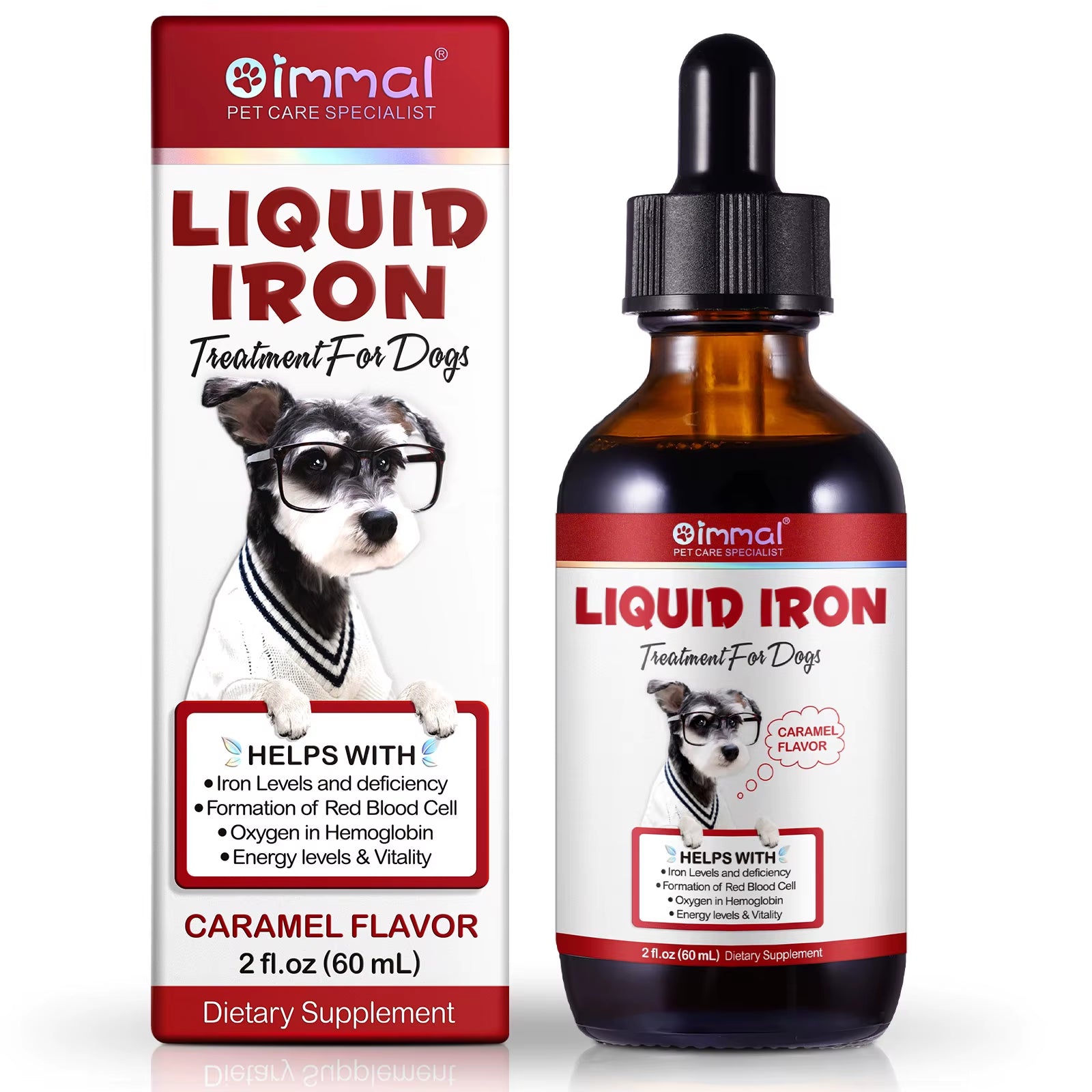 Liquid Iron for Dogs Helps Iron Levels and Deficiency Formation of Red Blood Cell Oxygen in Hemoglobin Energy Levels & Vitality