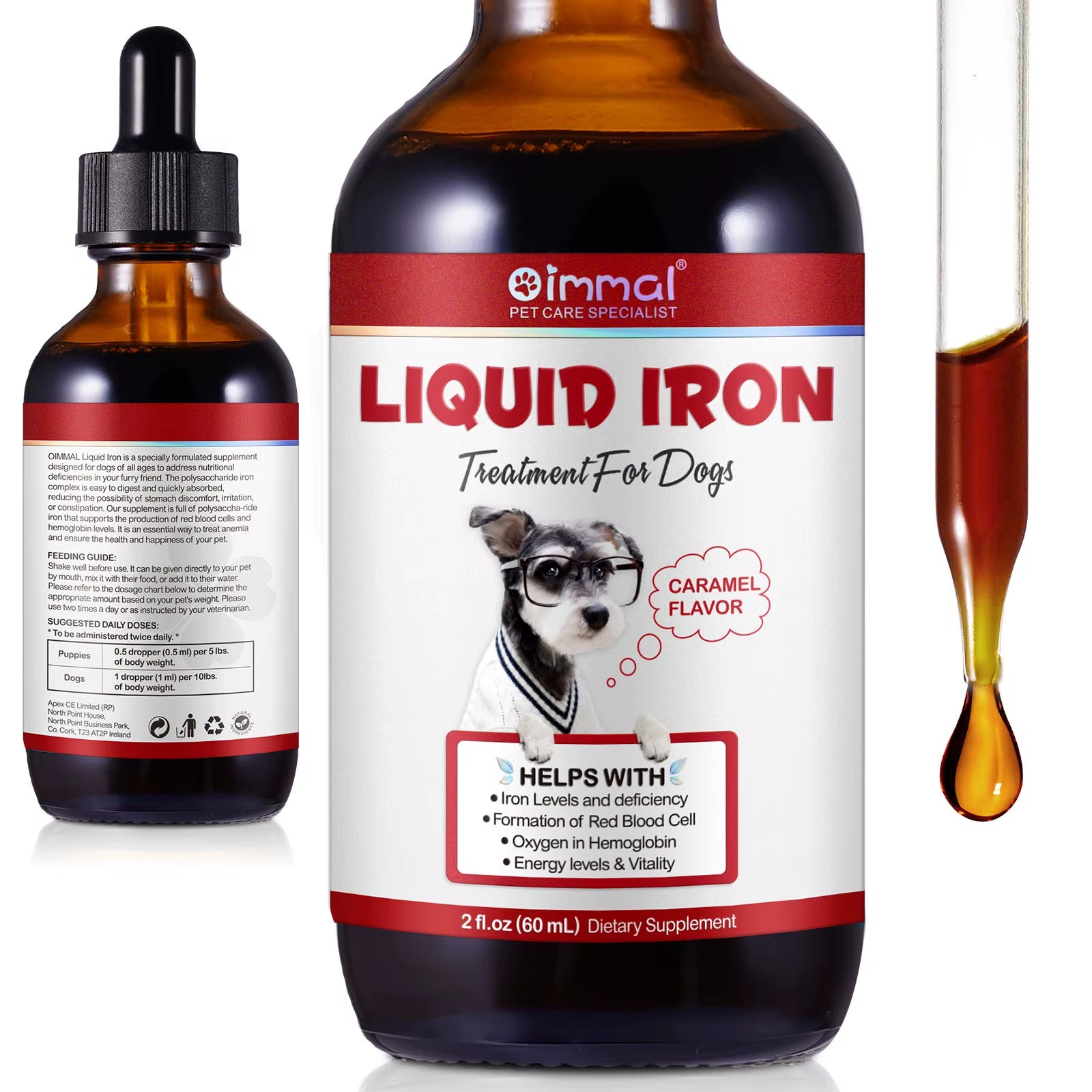Liquid Iron for Dogs Helps Iron Levels and Deficiency Formation of Red Blood Cell Oxygen in Hemoglobin Energy Levels & Vitality
