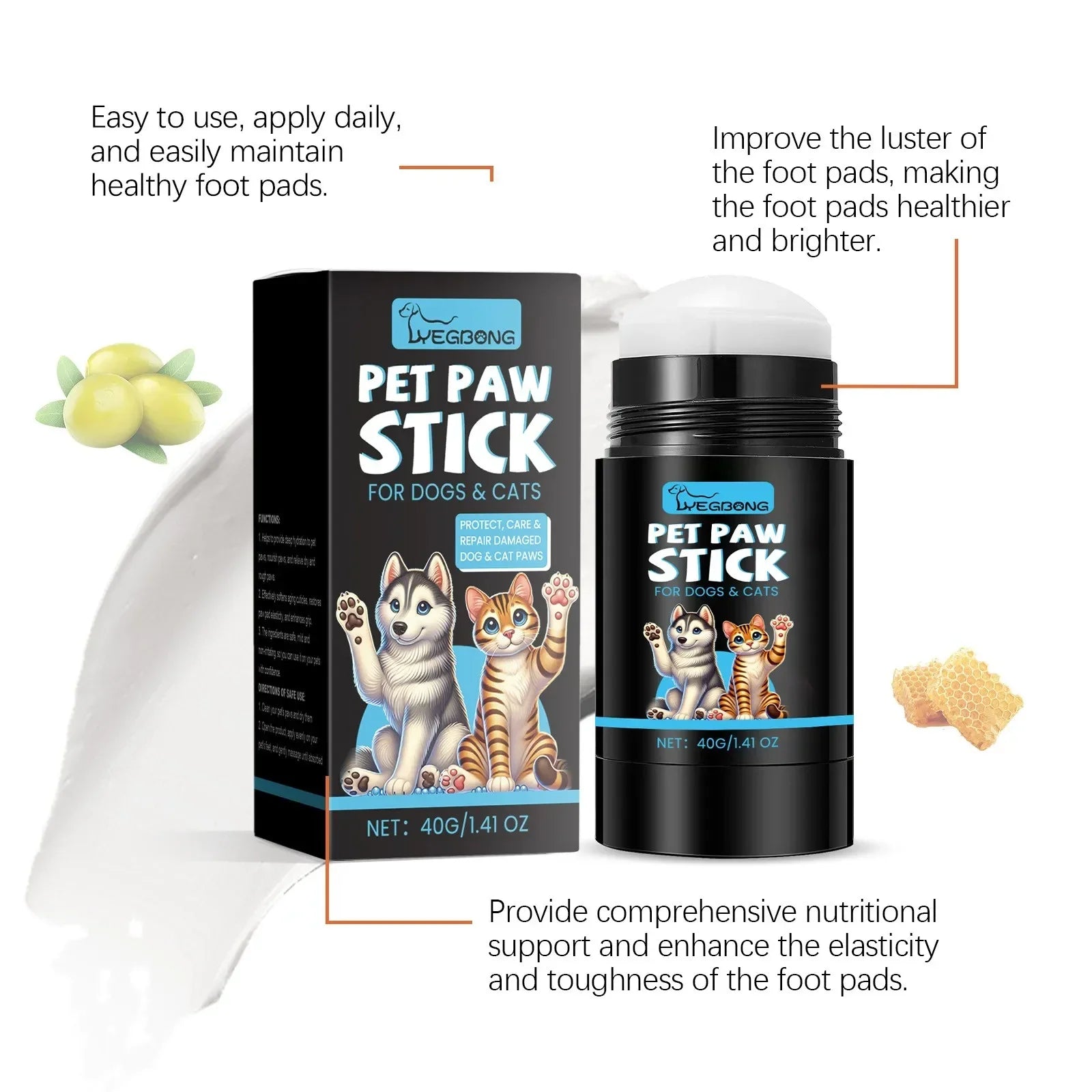 Cat and Dog Paw Roller Cream Moisturizing Protecting Soles Pet Foot Moisturizing to Prevent Dryness Softening Soles Cream